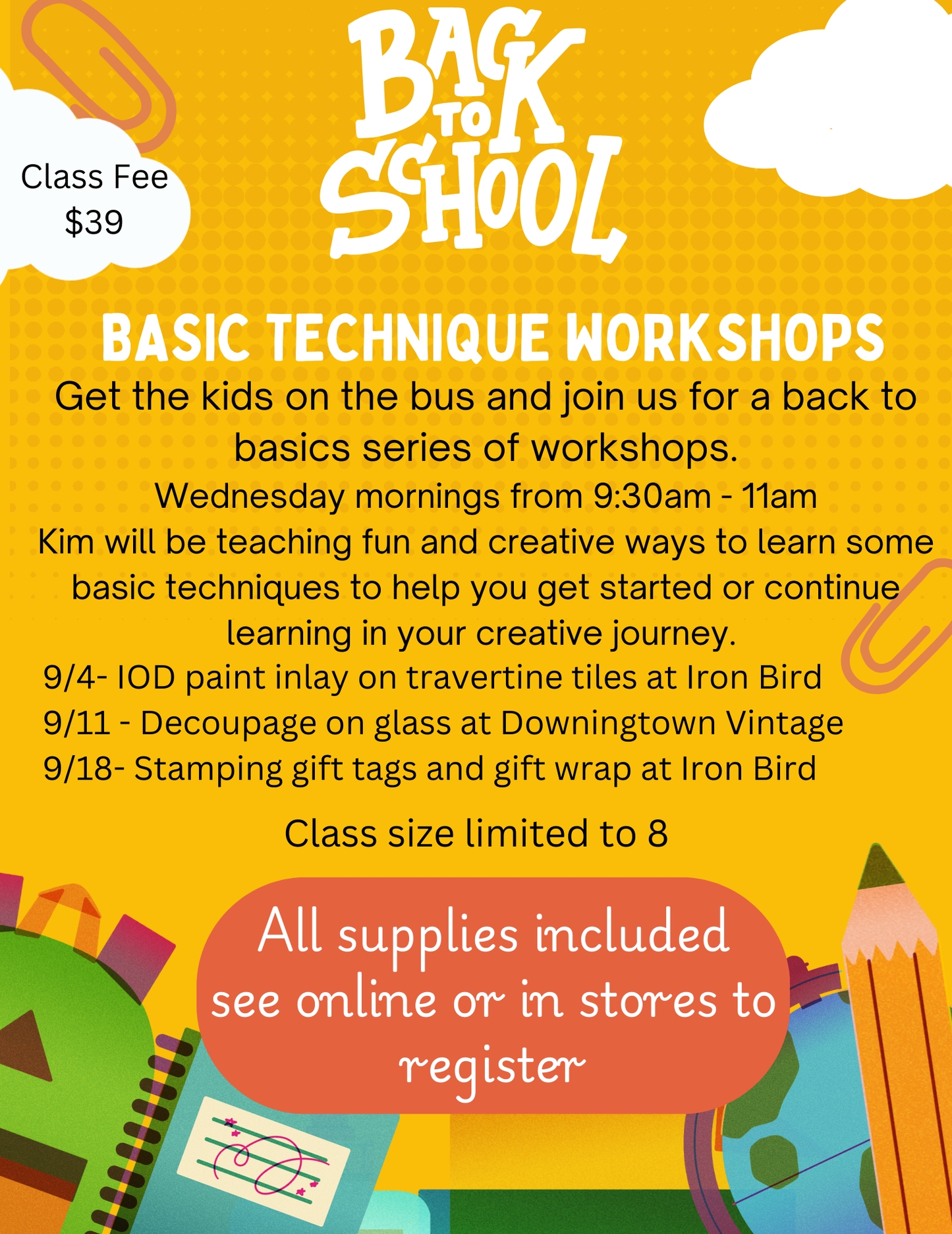 Travertine Tile Coaster Workshop September 4th 9:30am- 11am