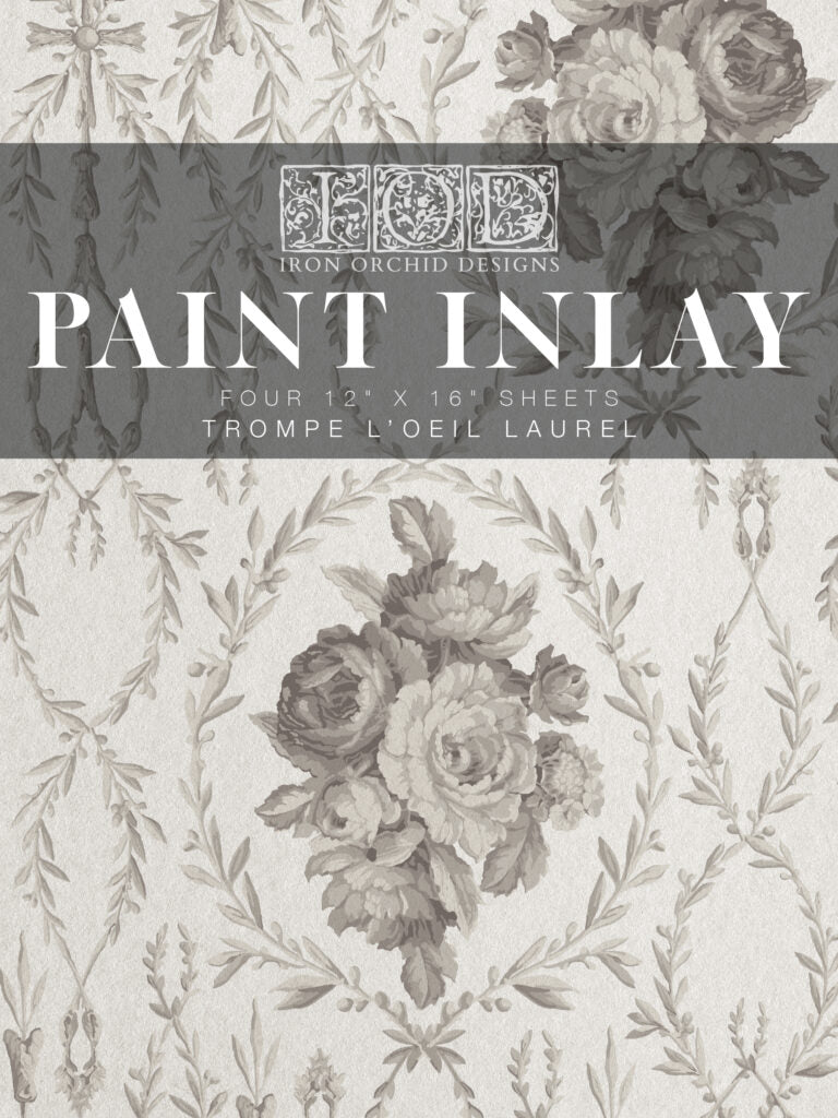 IOD Paint Inlay Trompe L'oeil Laural 4 sheet set 12 x 16 pad