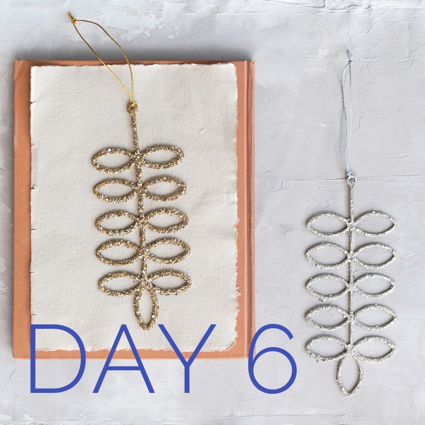 Day 6 of The 12 Days of Christmas Simple Leaf metallic glitter leaf ornament