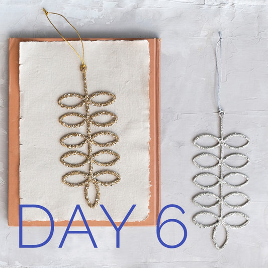 Day 6 of The 12 Days of Christmas Simple Leaf metallic glitter leaf ornament