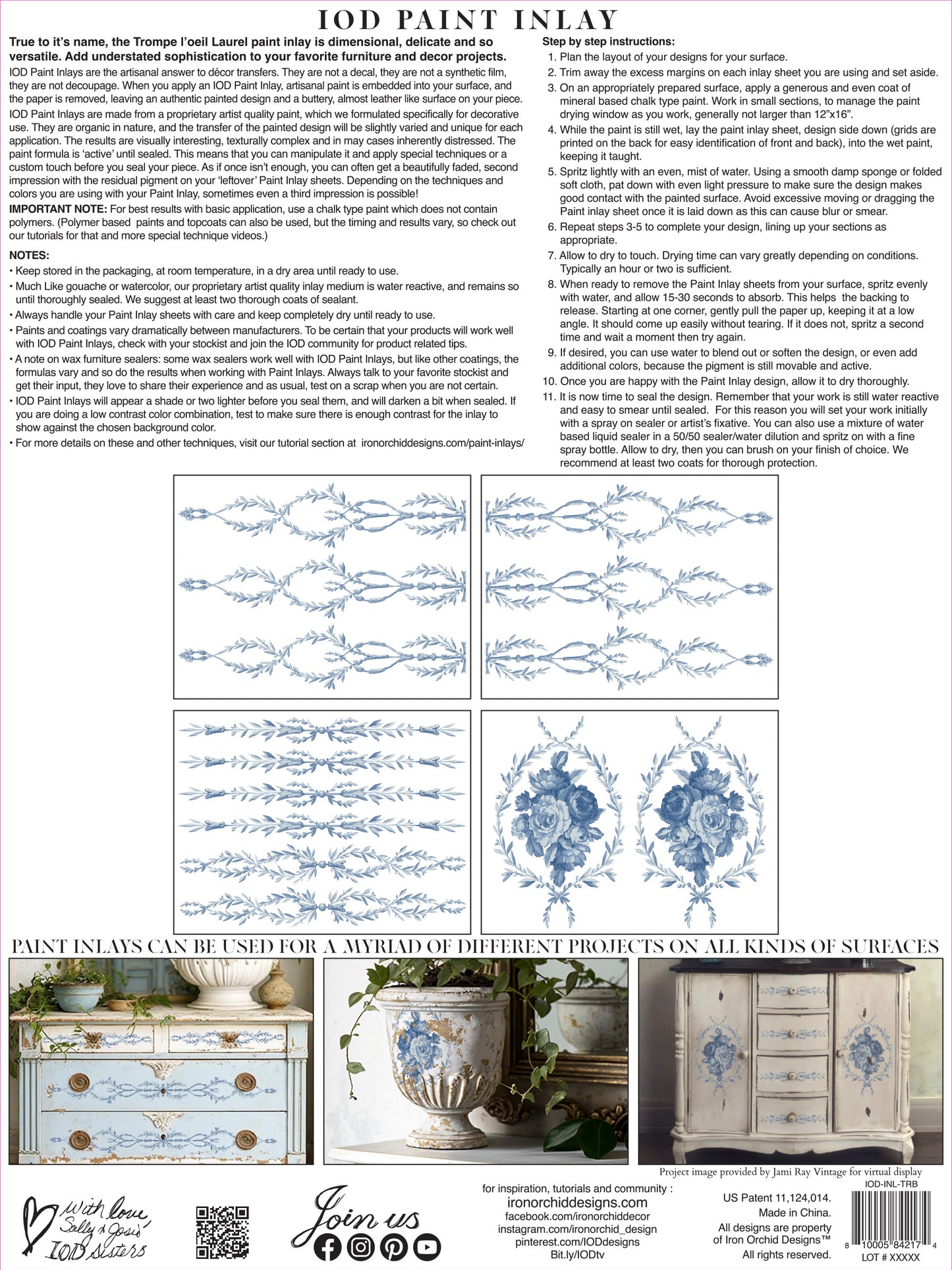 IOD Paint Inlay Trompe L'oeil Blue 4 sheet set 12 x 16 pad