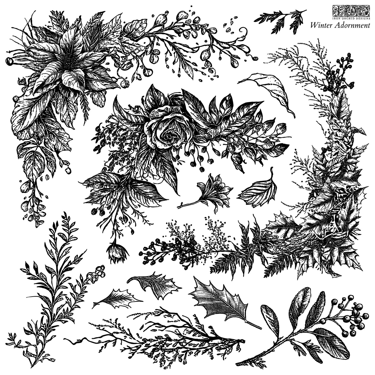 WINTER ADORNMENT 12×12 IOD STAMP™