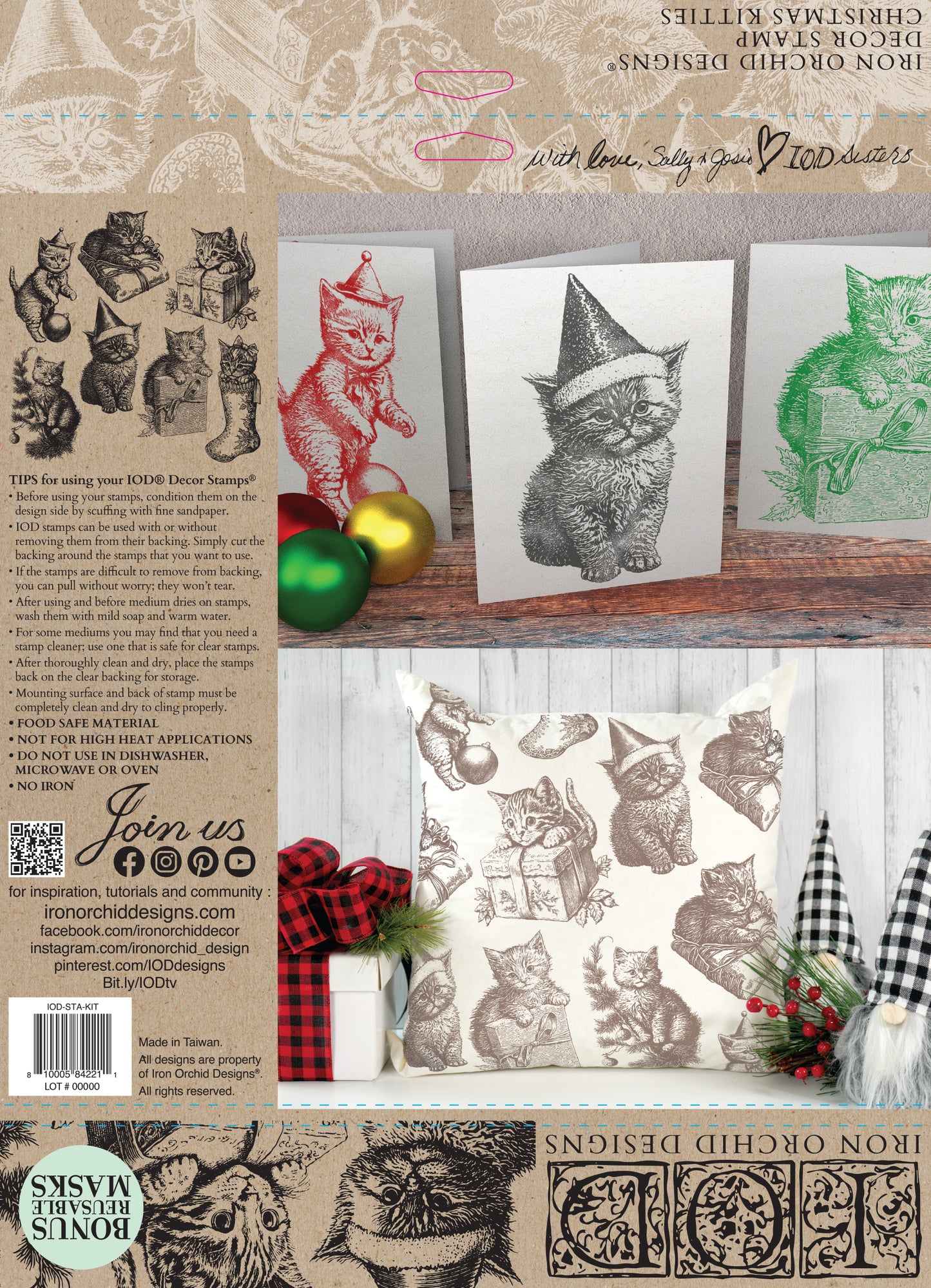 CHRISTMAS KITTIES 12×12 IOD STAMP™