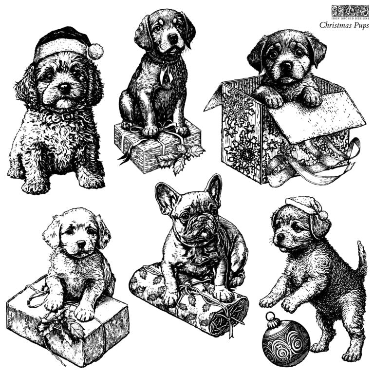 CHRISTMAS PUPS 12×12 IOD STAMP™