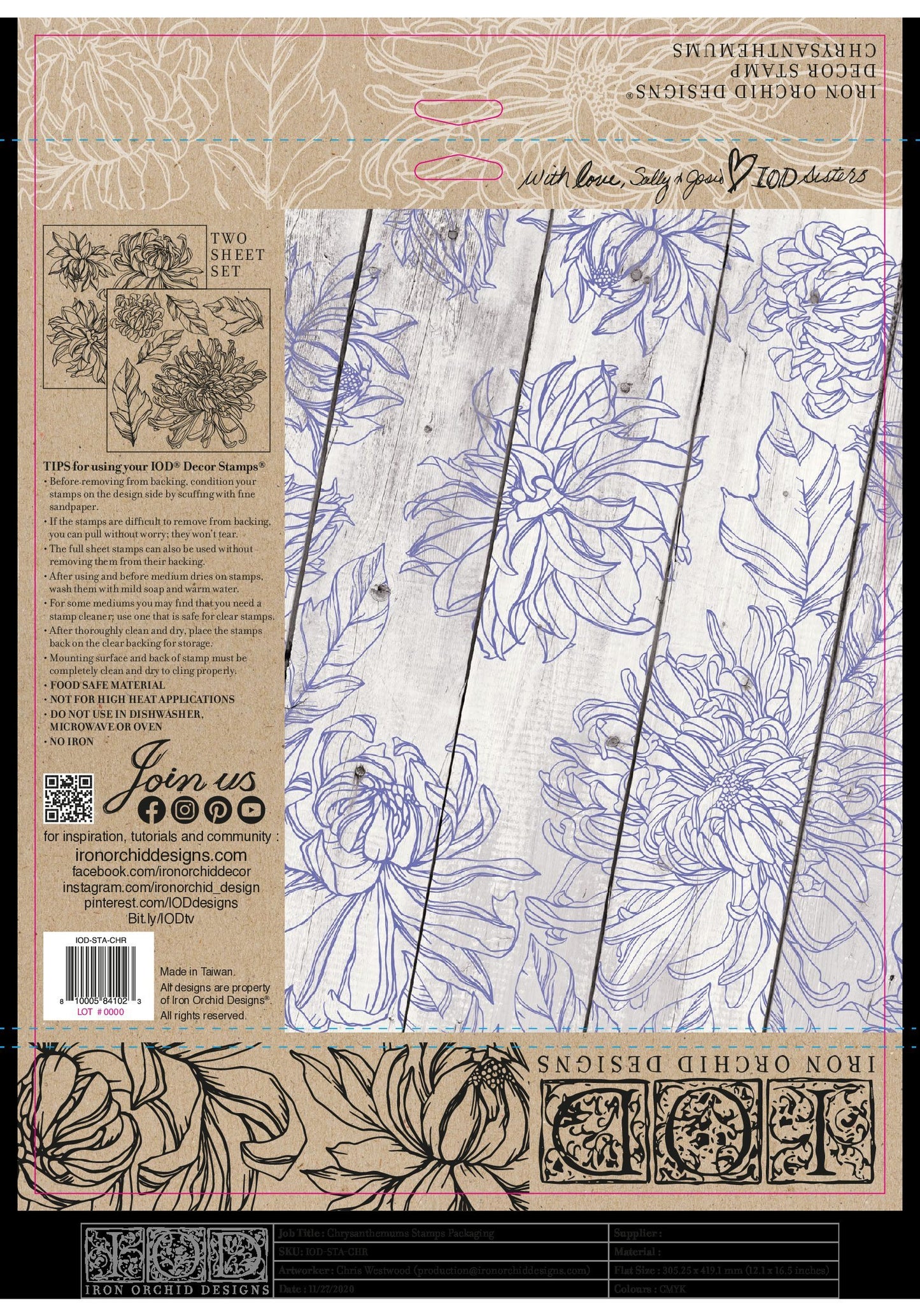 Iron Orchid Designs CHRYSANTHEMUM 12×12 IOD STAMP