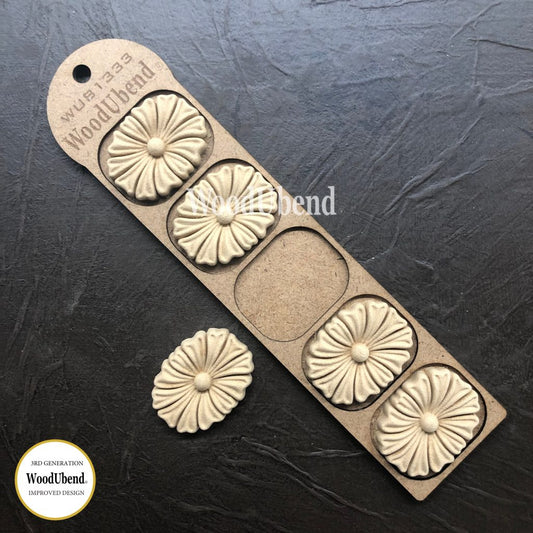 Woodubend Pack of Five Solid Flowers WUB1333 5x4cm