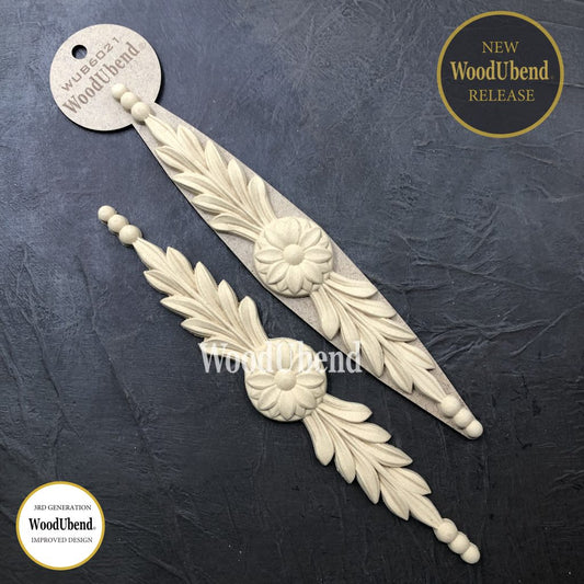 Woodubend Pack of Two Floral Pediments WUB6021 4.5x26.5cm