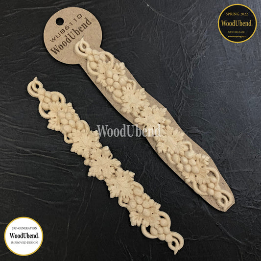 Woodubend Pack of Two Applique Vine and Grapes WUB6110 22.5x3.3x0.5 cms