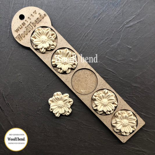 Woodubend Pack of Five Medium Petalled Flowers WUB1117 4x4cm