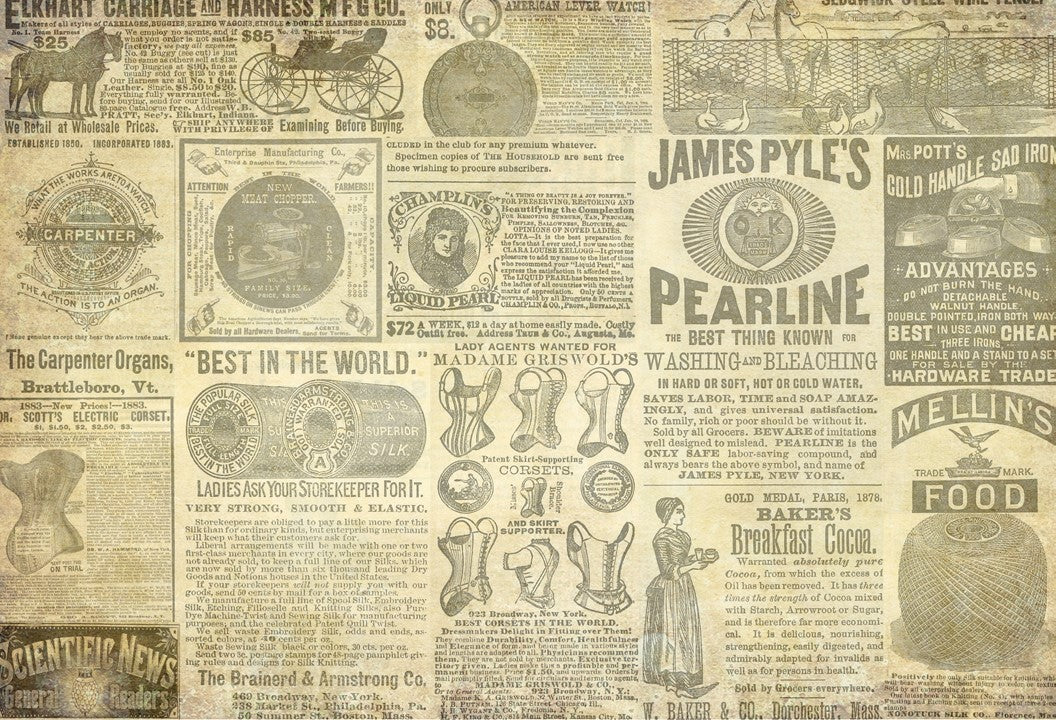 Vintage Ads Roycycled Decoupage Paper