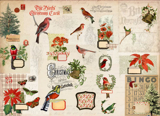 Christmas Flock Masterboard Roycycled Decoupage Paper