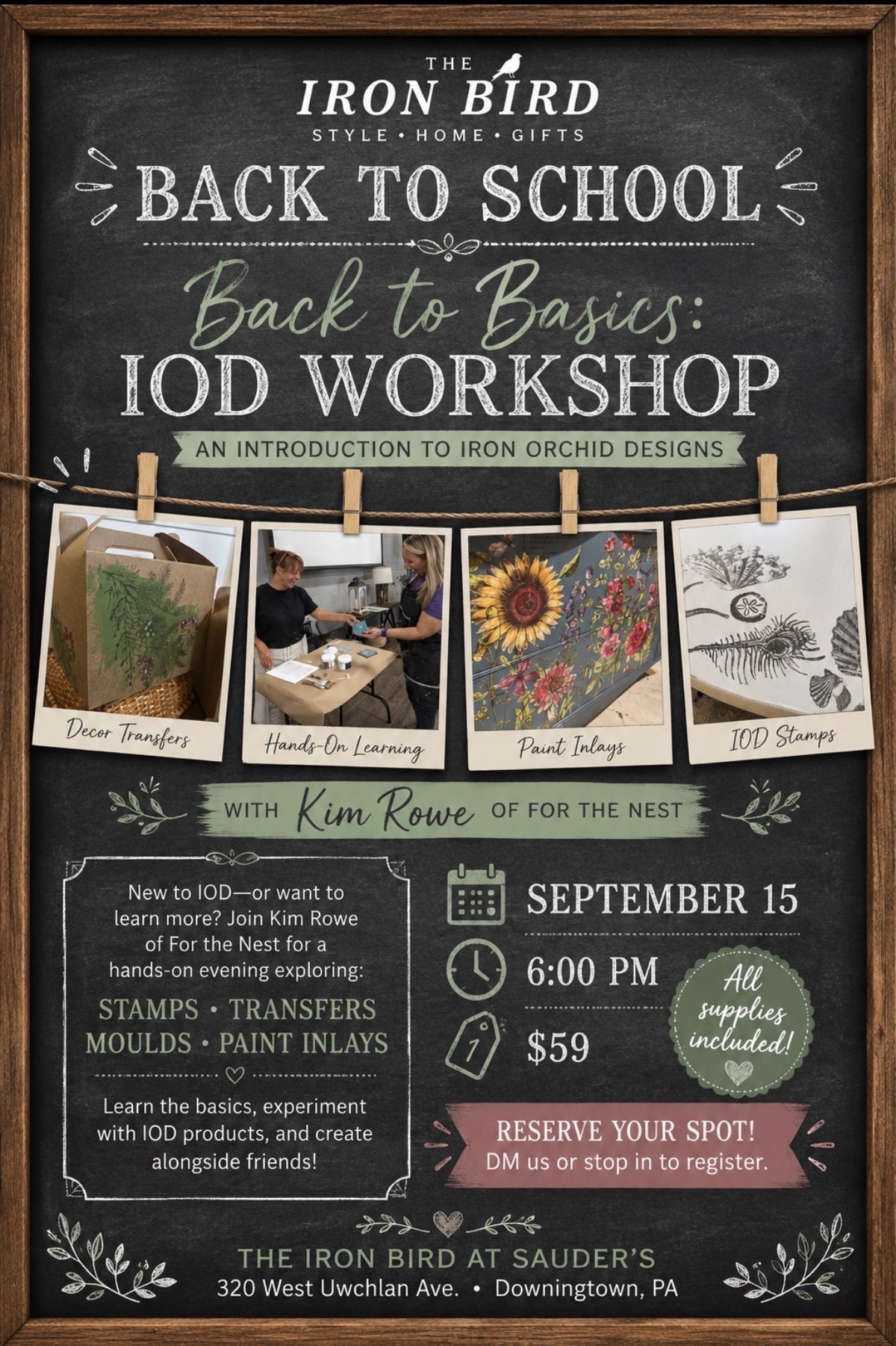 Back to Basics Iron Orchid Design Workshop Sept 15
