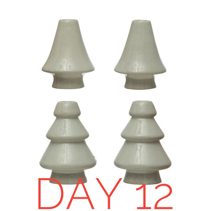 Day 12 of The 12 Days of Christmas Set of 4 Stoneware candle holders