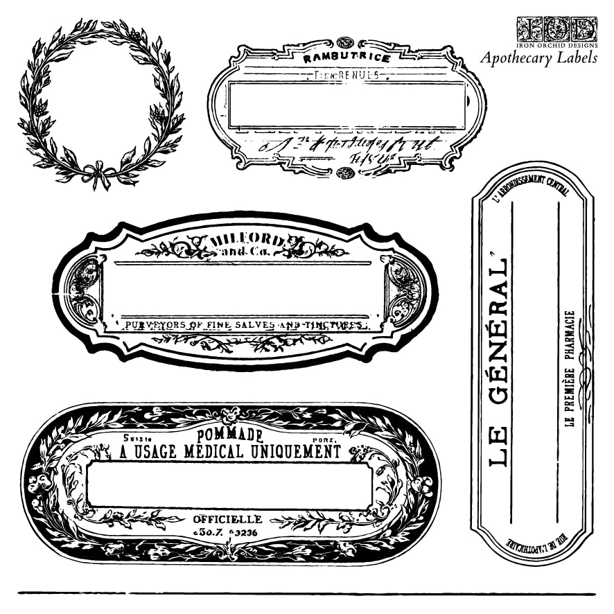 Apothecary Labels IOD Stamp 6x6