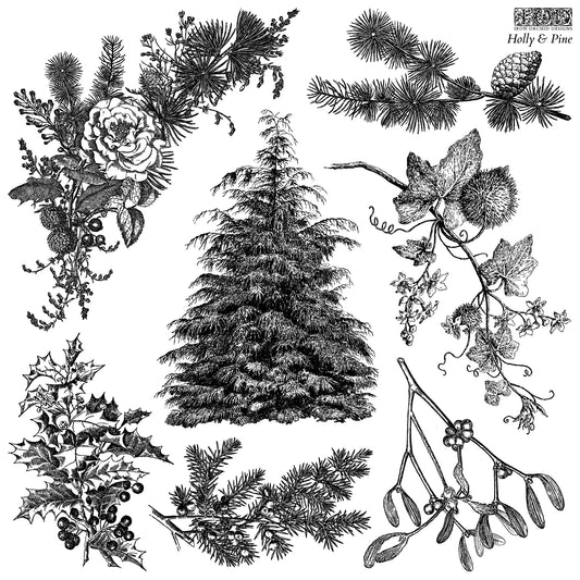Holly and Pine 12x12 IOD Stamp™