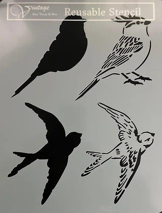Avian  Vintage Retail Therapy by Mara Stencil 8.5 x11