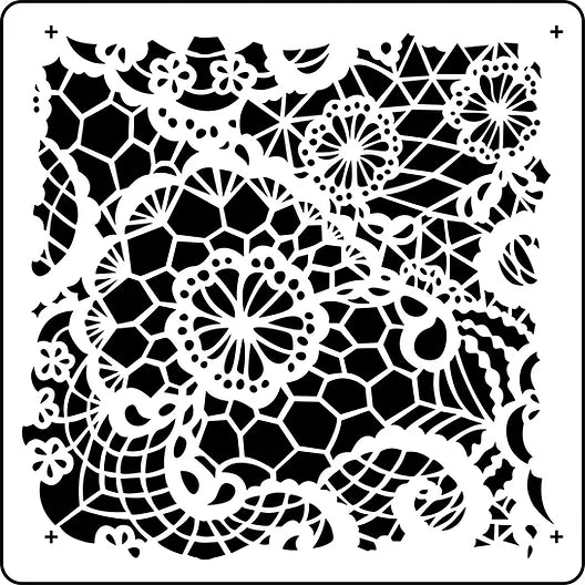 Cottage Lace  Vintage Retail Therapy by Mara Stencil 12x12