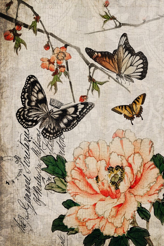 Butterfly Floral Roycycled Decoupage Paper