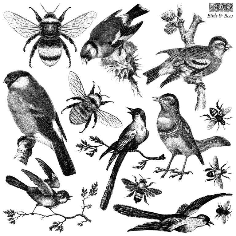 Birds and Bees IOD decor Stamp 12 x 12