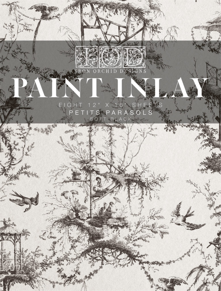 IOD Paint Inlay Petits Parasols Black 12x16 Pad