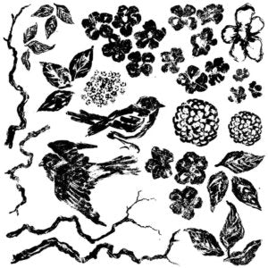 Iron Orchid Designs Birds Branches Blossoms 12x12 IOD Decor Stamp™
